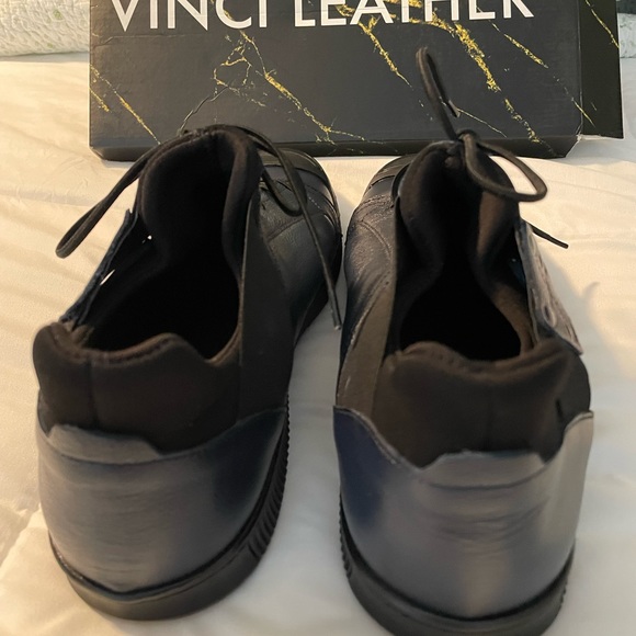 Men’s Sneaker - The Mumbai Navy Blue Leather - Vinci Leather, Size 12 - Picture 3 of 6